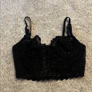bebe Black Lace Crop Top